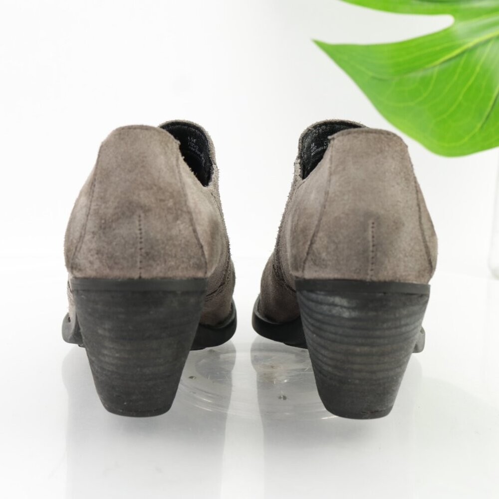 Born Womens Fredrika Boots Size 8.5 Gray Distressed Suede Bootie Mid Block Heel - Picture 4 of 12